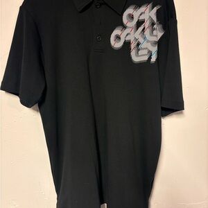 Y2K Oakley Mens Black Polo Style Shirt Medium